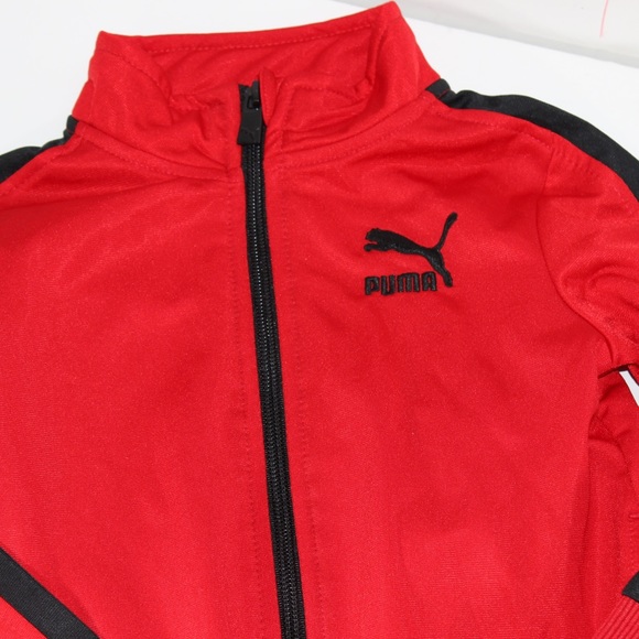 PUMA Tracksuit Red Black Track Pants Full Zip 3T - Picture 2 of 7
